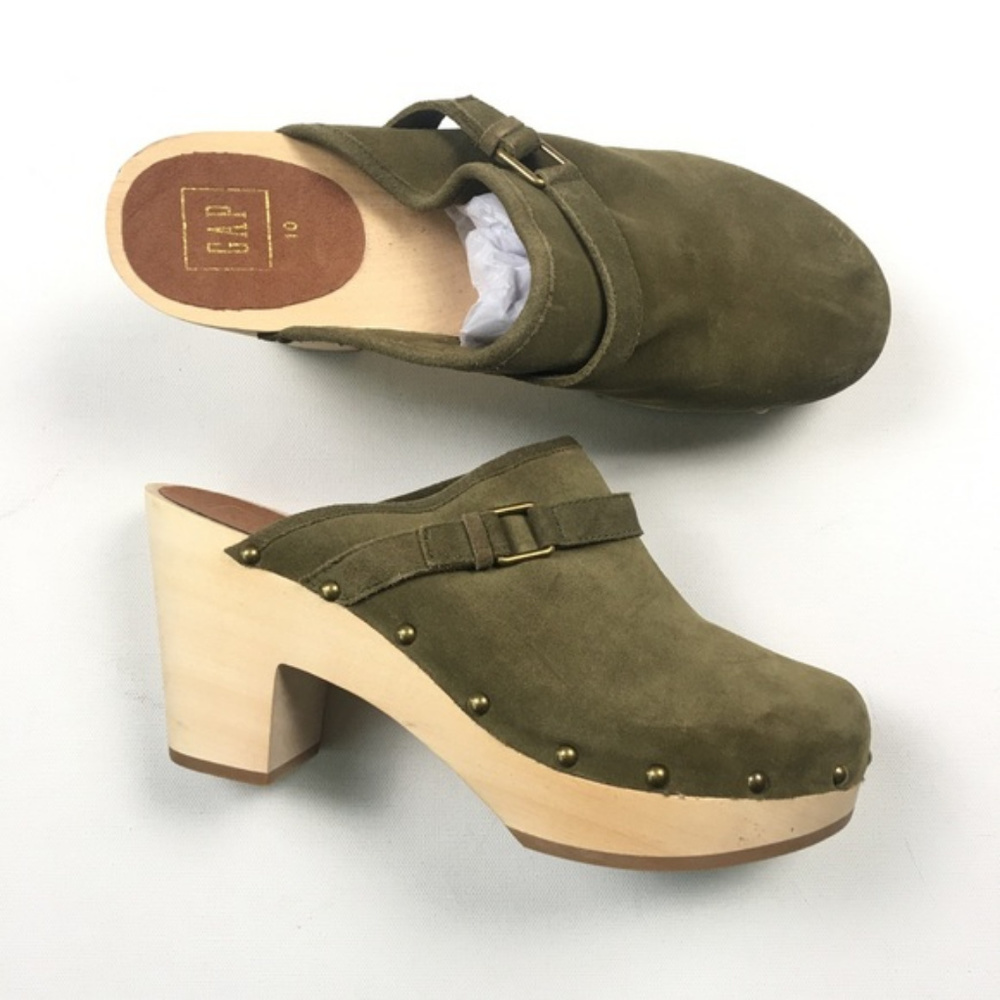 Gap green heeled clogs